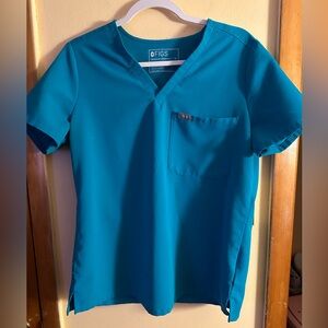 Figs teal scrub top